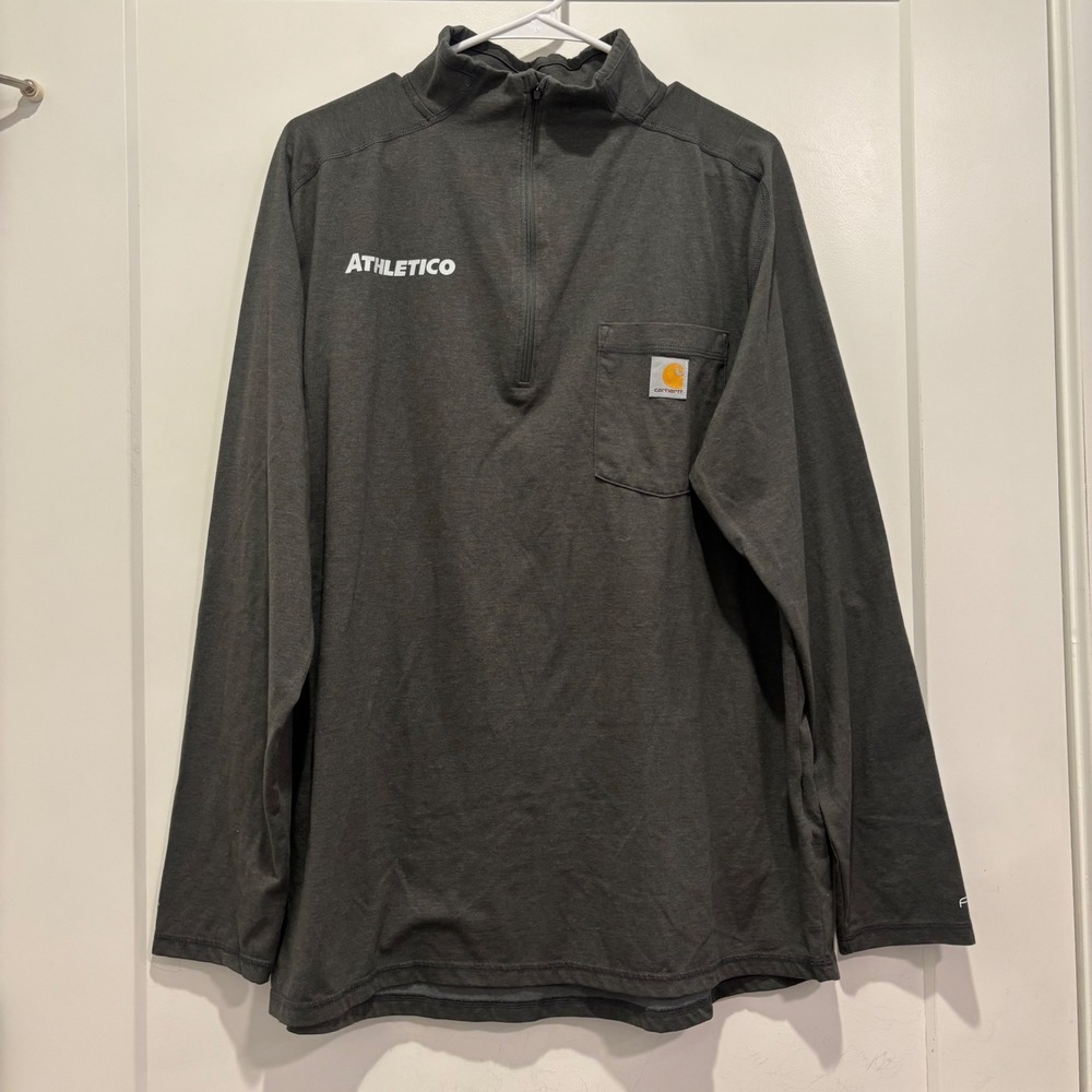 Carhartt Force Relaxed Fit Quarter Zip Long Sleeve Shirt Gray Womens Large